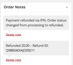 Automatic Refund Order Note