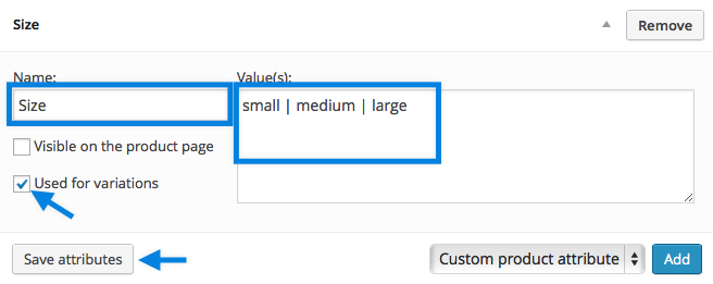 Setting Up Custom Attributes for Variations