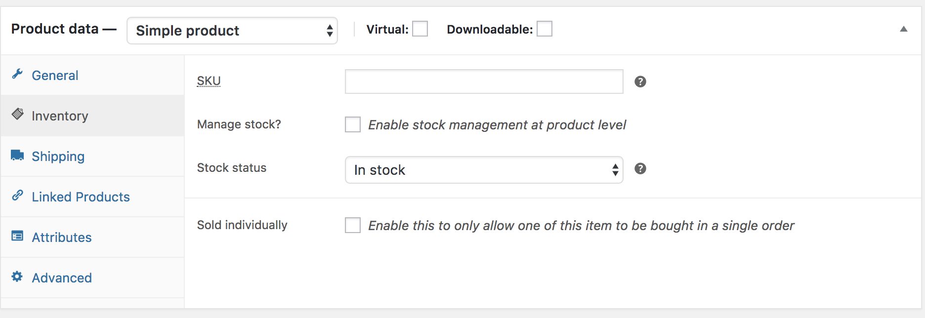 Enable status. WOOCOMMERCE WORDPRESS запасы товара. The order of attributes. Order attributes Tab.